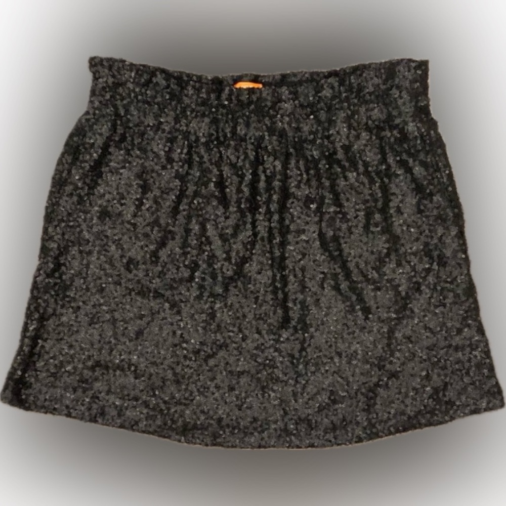 Joe Fresh Black Sequin Paperbag Style Mini Skirt